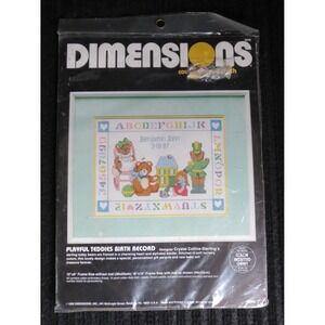Dimensions "Playful‎ Teddies" Birth Record Counted Cross Stitch Kit #3616